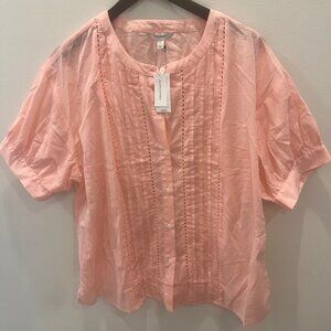 Banana Republic Pink Cotton Short Sleeve Shirt Size Large NWT